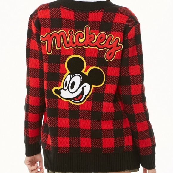 Forever 21 Mickey Mouse Disney Plaid Cardigan 90th Anniversary - Picture 4 of 9